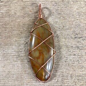 Copper Wrapped Jasper Necklace Pendant